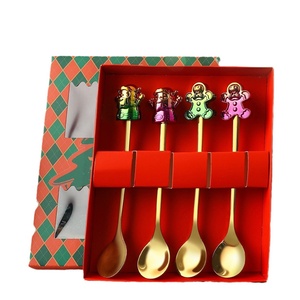 Đầy Màu sắc xuyên biên giới giáng sinh dùng một lần <span class=keywords><strong>Flatware</strong></span> Set thiết kế dễ thương món tráng miệng muỗng với nhựa xử lý đối với Đảng sử dụng - Product Image 5