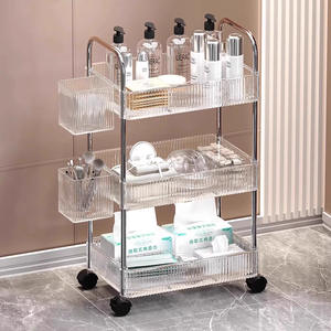 Chariot de rangement à 3 niveaux en acrylique transparent, mobile, pour cosmétiques, idéal pour salons de manucure et instituts de beauté - Vente chaude - Product Image 2