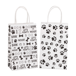 Saco De Papel Impresso Preto-Branco Eco-Friendly Atacado Kraft Sacos De Papel Para Festa De Aniversário Embalagem Com Alça - Product Image 1