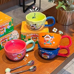 ซูโอมู โรโรจัมพ์แก้วเซรามิก 300 มล. ทนความร้อนพร้อมฝาปิดใช้ในบ้านสำนักงานถ้วยของขวัญคู่รักน่ารัก - Product Image 2