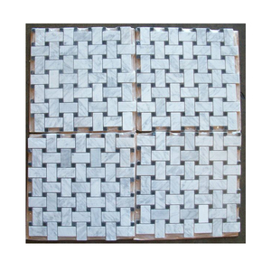 Panier en marbre blanc moderne RF Mosaïque tissée Dosseret RF Carrara Style pour murs intérieurs <span class=keywords><strong>Parquet</strong></span> Design Solution graphique - Product Image 2