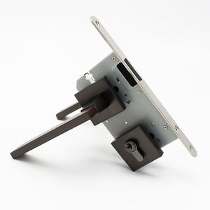 Décoration de serrure de porte intérieure de luxe poli carré doré tubulaire poignée à levier en cuir noir serrure à mortaise de sécurité - Product Image 3