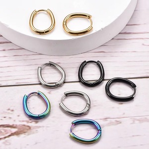 Stainless Steel Oval <b>Earrings</b> Ear <b>Hooks</b> Gold-Plate oval Hoop Findings for Women Ear Jewelry Wholesale - Product Image 4