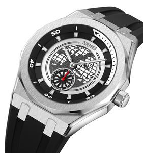 Relojes Para Hombre <span class=keywords><strong>Skmei</strong></span> 9329 실리콘 밴드 스포츠 시계 30M 방수 지구 해골 멋진 손목 석영 시계 남성용 Sr626sw - Product Image 1