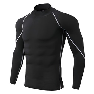 Maglietta a Compressione per <span class=keywords><strong>Uomo</strong></span> con Logo Personalizzato, Maniche Lunghe, Stampa a Motivi, Tessuto Lavorato a Maglia, Top Sportivo per Palestra - Product Image 2
