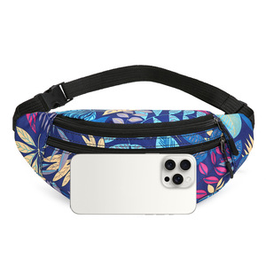 Women's Waist Bag Multiple Pockets Zipper Water Resistant Leisure Travel Blue Black Red Maple Leaves Print Single Strap - Product Image 2