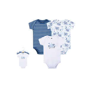 Piccolo Tesoro del Commercio All'ingrosso Vestiti Del Bambino Appena Nato Maniche Corte Pagliaccetto Del Bambino Del Cotone Set con Cravatta - Product Image 1