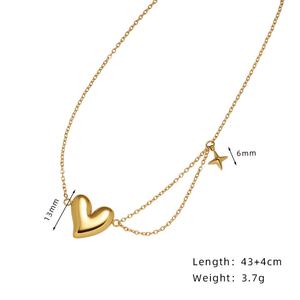สร้อยคอจี้รูปหัวใจสแตนเลสชุบทอง 18K ดีไซน์ทันสมัย สำหรับผู้หญิง เหมาะสำหรับวันครบรอบและวันวาเลนไทน์ - Product Image 4