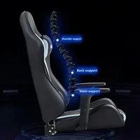 Chaise de jeu ergonomique pour ordinateur Chaise longue réglable confortable pour dortoir de café Internet avec fonction extensible