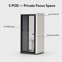 Cabine téléphonique de bureau moderne et compacte, insonorisée, avec cadre en aluminium, pour aéroport, hôpital, bureau à domicile, espaces de travail insonorisés