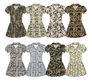 ชุดเล่นกีฬาลายพรางสำหรับเด็กผู้หญิงชุดเดรสสำหรับเล่นโยคะน้องสาวน่ารักดีไซน์ใหม่กางเกงขาสั้นมีระบาย - Product Image 1