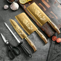 Ensemble de couteaux de cuisine en acier inoxydable doré pour couper les os en tranches pour chef de cuisine Accessoires pour fruits et légumes
