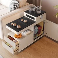 Meuble d'appoint de canapé en pierre, haut de gamme, minimaliste et moderne, avec station à thé mobile tout-en-un et remplissage et ébullition automatiques de l'eau