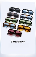 Lunettes de soleil pilote épaisses et audacieuses en gros, monture PC robuste à dessus plat, protection UV