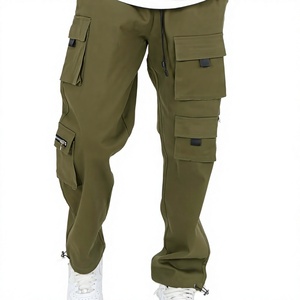 Pantalones Cargo Casuales Rectos para Hombre, Elegantes y Funcionales, con Bolsillos con Cierre Seguro, Cordón Ajustable, Transpirables y Cómodos - Product Image 2