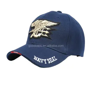 Navy Seal Logo Topi Bordir 3D Pria, Topi Olahraga Katun 6 Panel Topi Bisbol untuk Pria