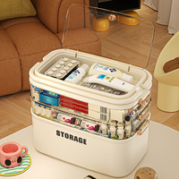 Boîte de rangement de médicaments de grande capacité, organisateur de premiers secours en plastique, conteneur de stockage médical transparent, organisateur multicouche