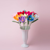 Fleur artificielle réaliste faite à la main, simulation de tissage, crochet, cadeau pour la Saint-Valentin, la fête des enseignants, tulipe, lotus, fleur pour la décoration des cheveux