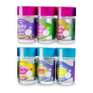 Bocaux en verre à parois droites de 38 ml, résistants aux enfants, avec bouchon en aluminium électroplaqué, motif floral chanvre, logo sérigraphié GS-A040 - Product Image 4