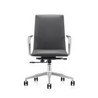 Chaise de bureau de direction de luxe en cuir gris moderne, ergonomique, pivotante, à dossier bas, réglable en hauteur, personnalisable