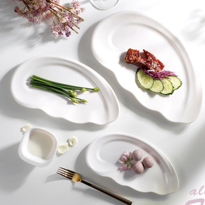 A8 <b>Melamine</b> Jade Porcelain White Fish-Shaped and Shell-Shaped Creative <b>Plate</b> for Skewers, Snacks, and BBQ - Thickened for - Product Image 1