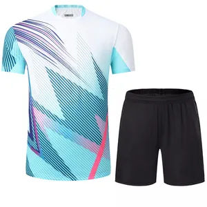 Kualitas Tinggi Oem Jersey Bulutangkis Pria Kustom Jersey Tenis Pakaian Olahraga Sublimasi Jersey dan Celana Pendek Grosir