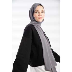 Chal de Crepé Color Antracita, Chifón Transpirable para Mujer, Bufanda Estilo Medio Oriente - Product Image 2