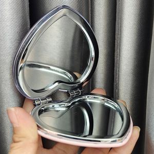 Luxury Heart Shape Pocket <b>Compact</b> <b>Makeup</b> Mirror Small Double Sided Silver Mirror Shiny Glitter Spark Cute Mirrors - Product Image 2