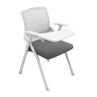 Chaise de formation Mekia en maille pliable et empilable avec tablette d'écriture, accoudoir rotatif, style minimaliste moderne pour bureau et salle de conférence