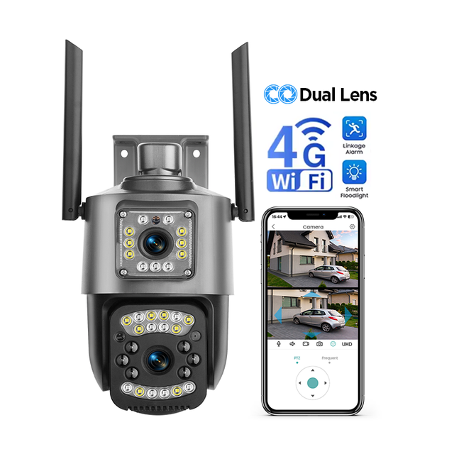 Outdoor V380pro Wifi 4G SIM Dual Screen Dome Camera Humanoid Motion Tracking Wireless Smart Security Double Lens Camera Cloud