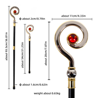 Canne magique élégante avec gemme rouge - Accessoire de cosplay pour gentleman noble pour spectacle de magie sur scène, fête à thème