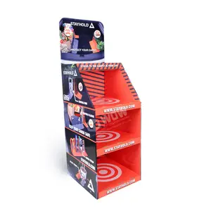 Two Sides Cardboard Floor Display with Hair Dyer, Cardboard Display with Suction