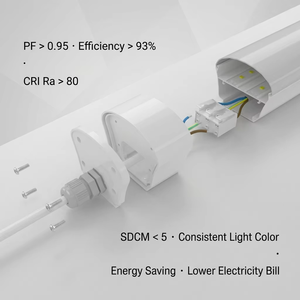 Luz LED Tri-Proof de Ahorro de Energía, 150cm 5ft 60W, Hasta 140lm/W, IP67 IK10, Conectable, con Controlador Tridonic Osram, Iluminación para Almacenes - Product Image 2