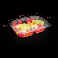 Boîte de rangement alimentaire transparente en plastique PET jetable à 2, 3 ou 4 compartiments avec couvercle pour desserts, snacks, pâtisseries et fruits