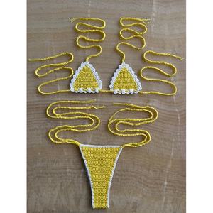 Conjunto de Bikini de Ganchillo Hecho a Mano con Diseño Personalizado, Estampado de Flores Pequeñas, Traje de Baño para Niñas, Bikini de Punto, Ropa de Playa, Traje de Baño para Mujer - Product Image 1