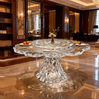 Table à manger en acrylique transparent effet glace, design lotus, nouveau style chinois, console de luxe léger pour villas et salles à manger domestiques