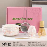Vente chaude Classique Électrique Chasen Matcha Ensemble 5 pcsFashionable Bol Bambou Fouet Outils Moderne Européen Grès