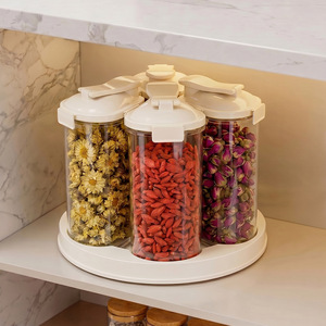 Rotatable Transparent Airtight Jar Set For Storing Grains Cereals Snacks Dried Goods Tea <b>Rice</b> Kitchen Food Storage <b>Container</b> - Product Image 2