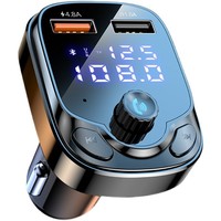 Chargeur de voiture double USB F55 4.8A, émetteur-récepteur FM Bluetooth 5.0, appels mains libres, charge rapide, adaptateur de chargeur de téléphone pour voiture