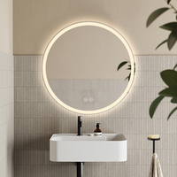 Miroir de salle de bain LED rond moderne en alliage d'aluminium, éclairage frontal, bord givré, miroir de maquillage intelligent illuminé pour hôtel et décoration intérieure