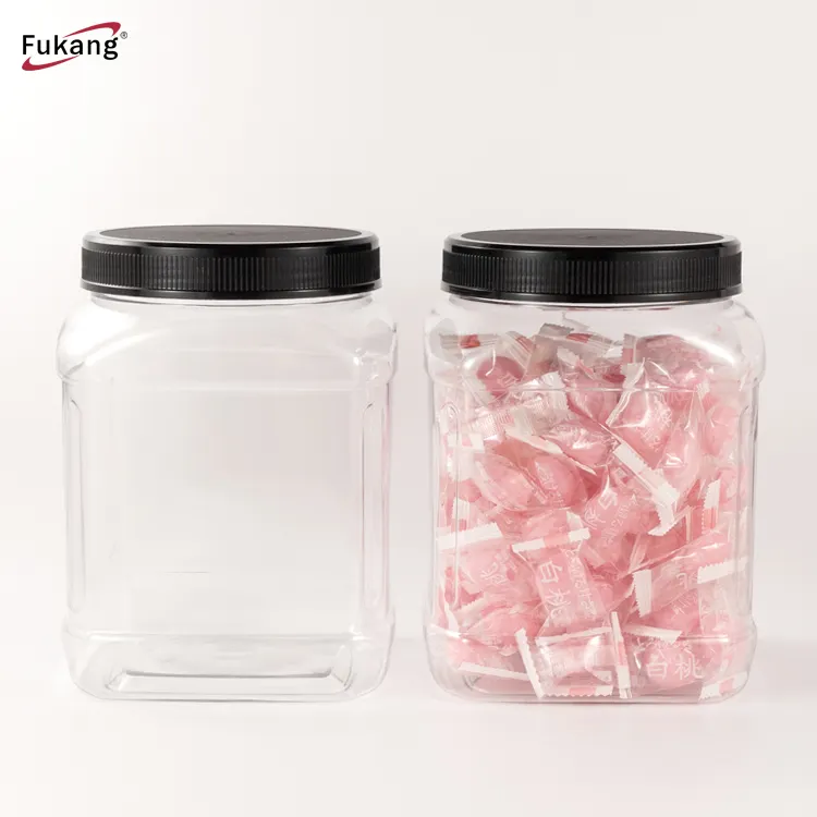 500ml 1000ml 2000ml Food Plastic Bottle Containers Packaging 2kgs PET Plastic Wide Mouth jar with lid