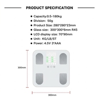 Timbangan Digital Pintar OEM TS-BF8072 dengan Aplikasi untuk Analisis BMI & Lemak Tubuh Bersertifikasi, Kapasitas 180KG, Bertenaga Baterai