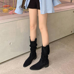 Cialisa – chaussures <span class=keywords><strong>en</strong></span> <span class=keywords><strong>daim</strong></span> <span class=keywords><strong>Beige</strong></span> pour femme, chaussures à talons mi-hauts, bottes noires, collection automne-hiver - Product Image 2