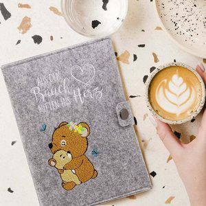 Ricamo personalizzato orso carino mamma incinta Impfpass tedesco copertura passaporto madre feltro Mutterpass per <span class=keywords><strong>foto</strong></span> ad ultrasuoni - Product Image 1