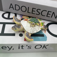 Artisanat en résine peint à la main sur mesure, aimants de réfrigérateur 3D, souvenirs de voyage créatifs, tortue de plage, tortue mère-enfant, aimants de réfrigérateur