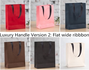 Kết cấu tùy chỉnh cán Túi giấy trắng với tay cầm ruy băng | Đỏ Đen Hồng màu xanh hải quân Túi giấy Kraft nâu với logo lá - Product Image 3