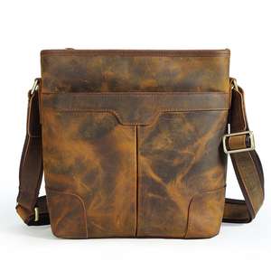 Tiding vendita calda personalizzata Vintage retrò uomo borsa a tracolla in vera pelle borsa a tracolla Messenger in pelle di cavallo pazzo - Product Image 1