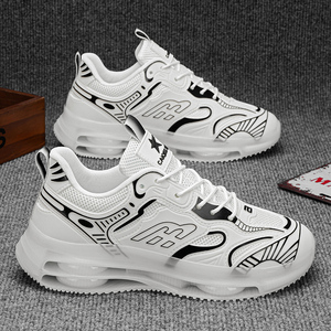 Chaussures de sport pour hommes, toutes saisons, athlétiques, coupe basse, design élégant à lacets, doublure en tissu respirant, couleur unie, antidérapantes - Product Image 2