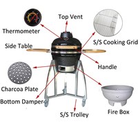 AUPLEX Komodo Vert 16 "Kamado Joe Barbecue extérieur Grill Cuisine Charbon de bois Kamado Fumeur BBQ