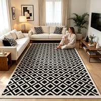 Tapis géométrique moderne en polypropylène jacquard, motif treillis, antibactérien, fin, antidérapant, pour salon, chambre, intérieur